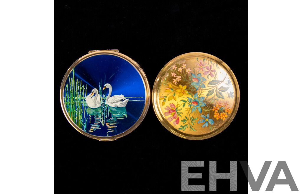 Vintage Stratton & Kigu Gold Tone Make Up Compacts