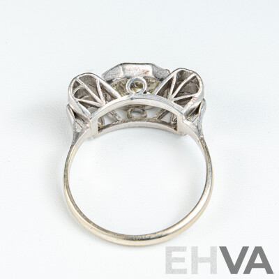 Antique Art Deco Platinum 1.69ct Diamond Solitaire Bow Ring, Size L, 4.55 Grams
