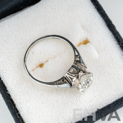 Antique Art Deco 18ct 1.53ct Diamond Solitaire Ring, Size L, 3.32 Grams