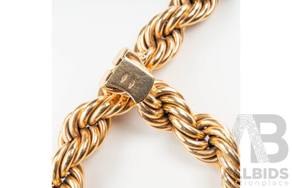 18ct Yellow Gold Rope Twist Bracelet, 20.5cm, 31.81 Grams