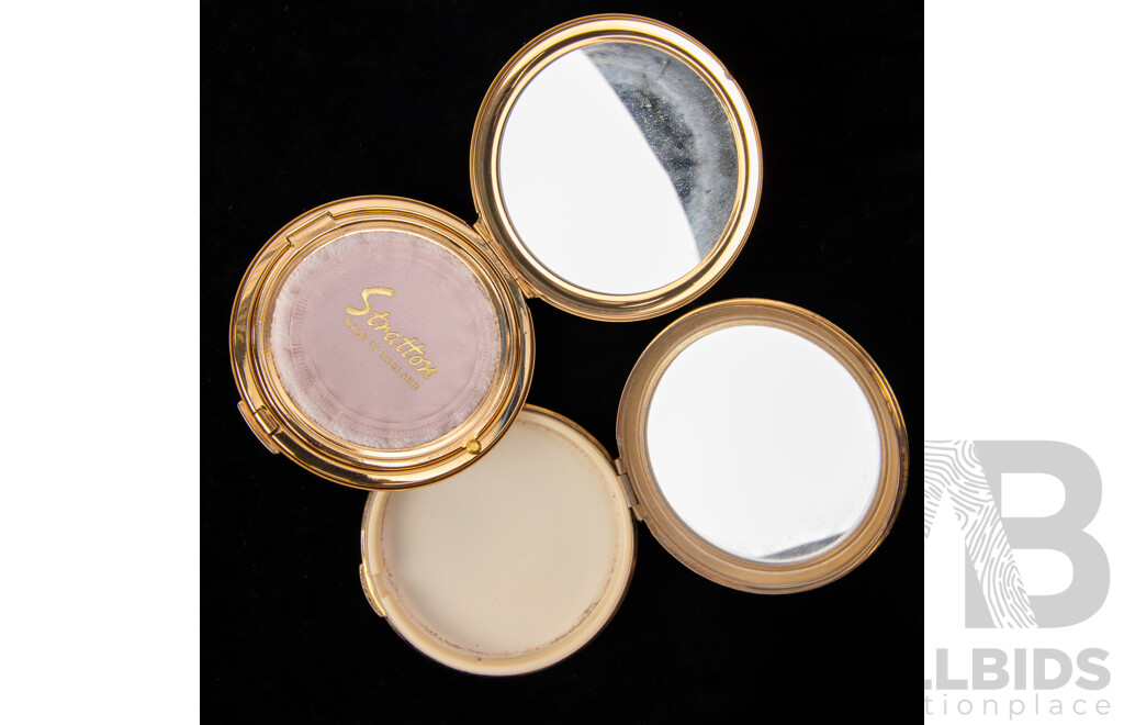 Vintage Stratton & Kigu Gold Tone Make Up Compacts