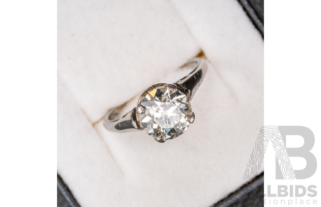 Antique Art Deco 18ct 1.53ct Diamond Solitaire Ring, Size L, 3.32 Grams