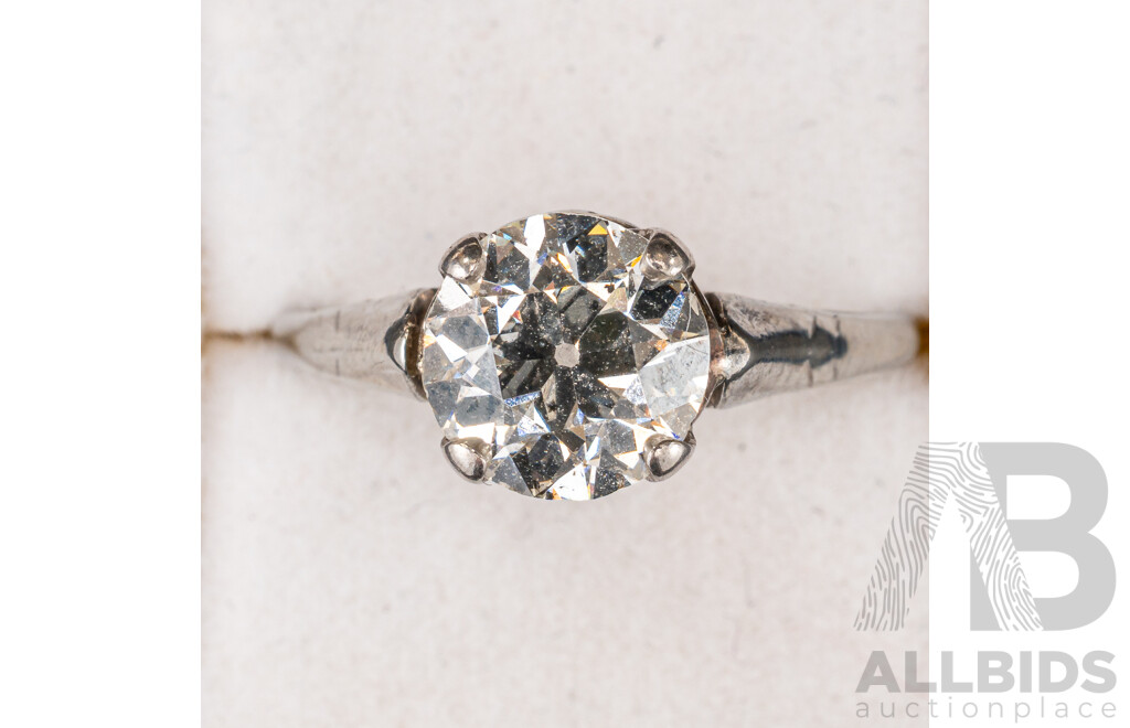 Antique Art Deco 18ct 1.53ct Diamond Solitaire Ring, Size L, 3.32 Grams