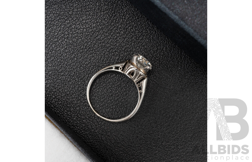 Antique Art Deco 18ct 1.53ct Diamond Solitaire Ring, Size L, 3.32 Grams