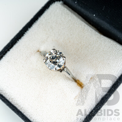 Antique Art Deco 18ct 1.53ct Diamond Solitaire Ring, Size L, 3.32 Grams