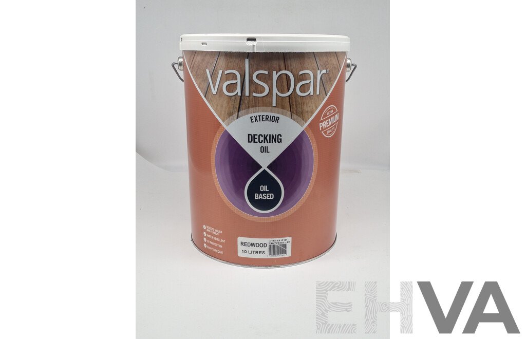 Valspar Oil Based Exterior Decking Oil- Redwood- 10L  - Lot of 2 - Approximate Total ORP $340