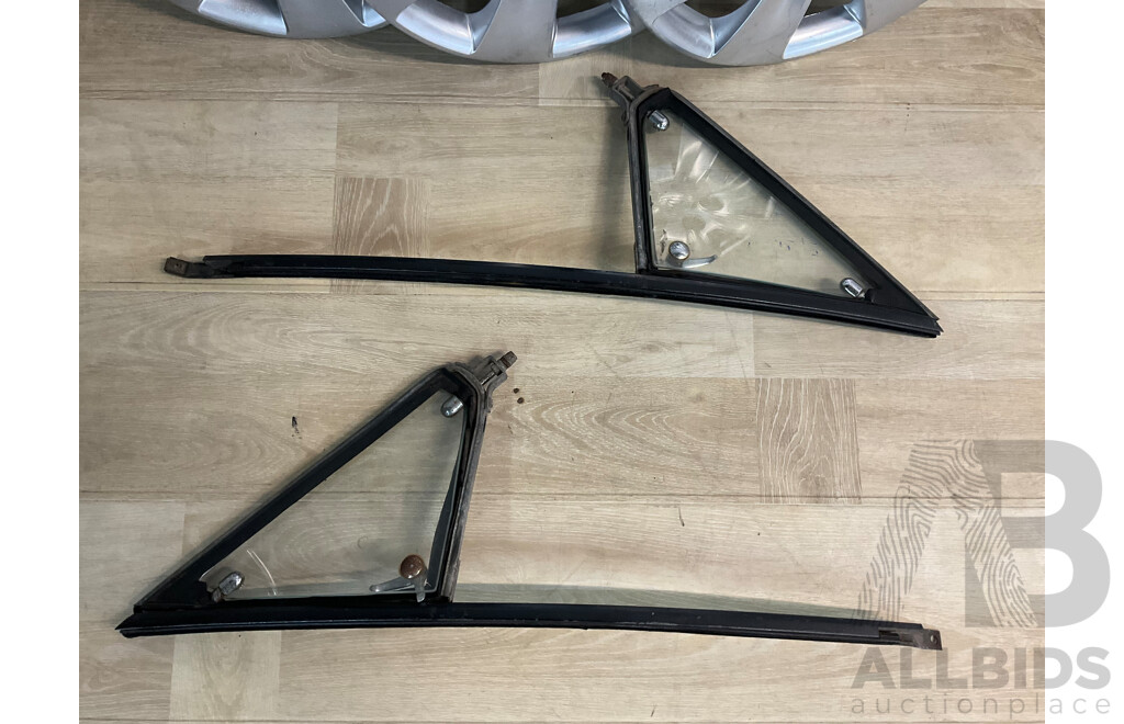 Holden Torana LC/LJ Left and Right Hand Quarter Glass Window Vent, Hyundai Wheel Trim Rings Set of 3 - Lot of 5