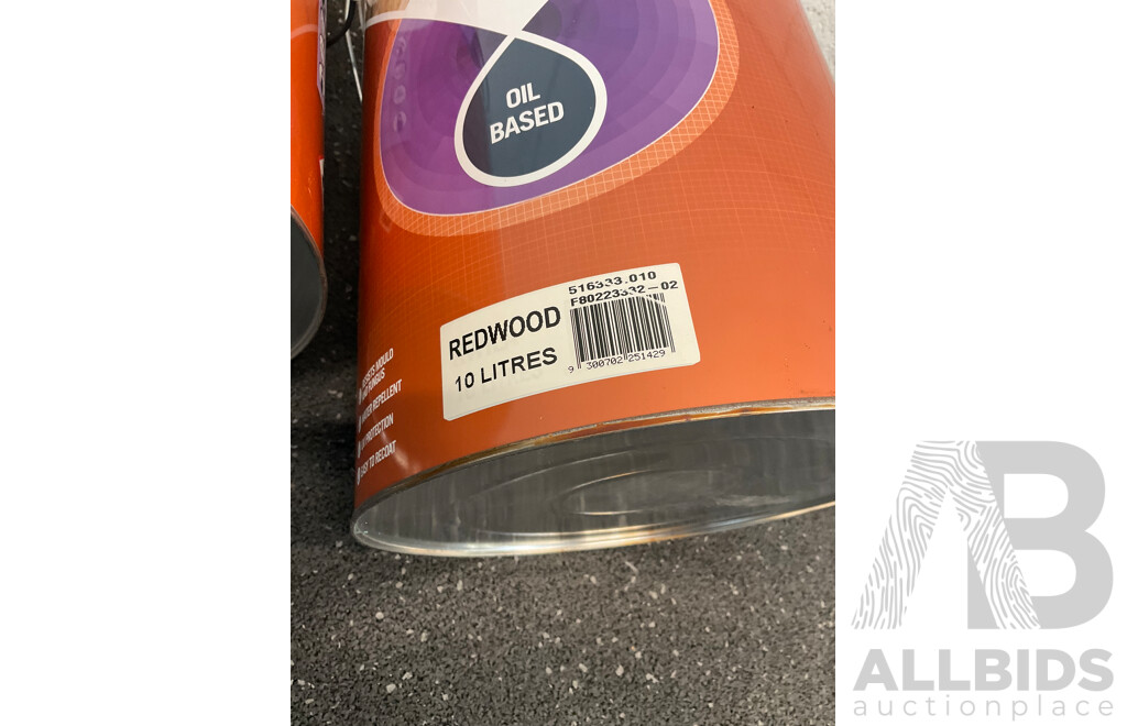 Valspar Oil Based Exterior Decking Oil- Redwood- 10L  - Lot of 2 - Approximate Total ORP $340