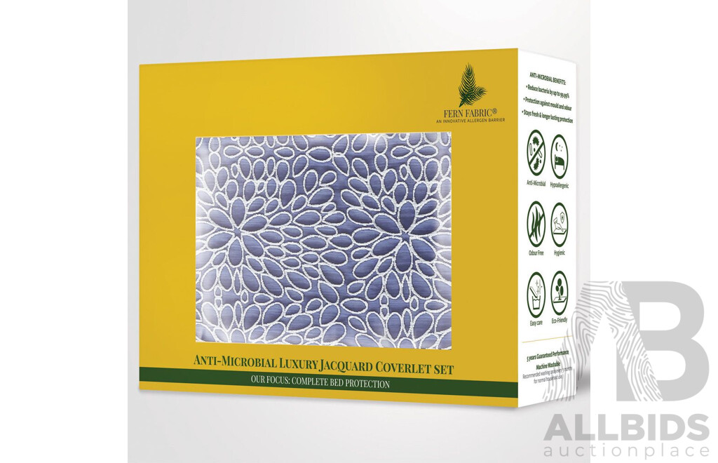 FERN FABRIC Bloom Heritage Blue - Double - 650GSM Coverlet - ORP $299.00