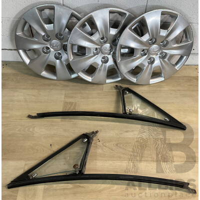 Holden Torana LC/LJ Left and Right Hand Quarter Glass Window Vent, Hyundai Wheel Trim Rings Set of 3 - Lot of 5