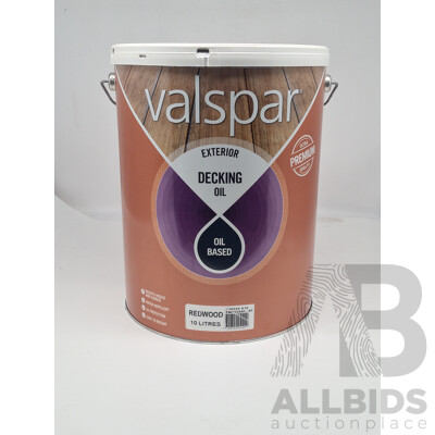Valspar Oil Based Exterior Decking Oil- Redwood- 10L  - Lot of 2 - Approximate Total ORP $340