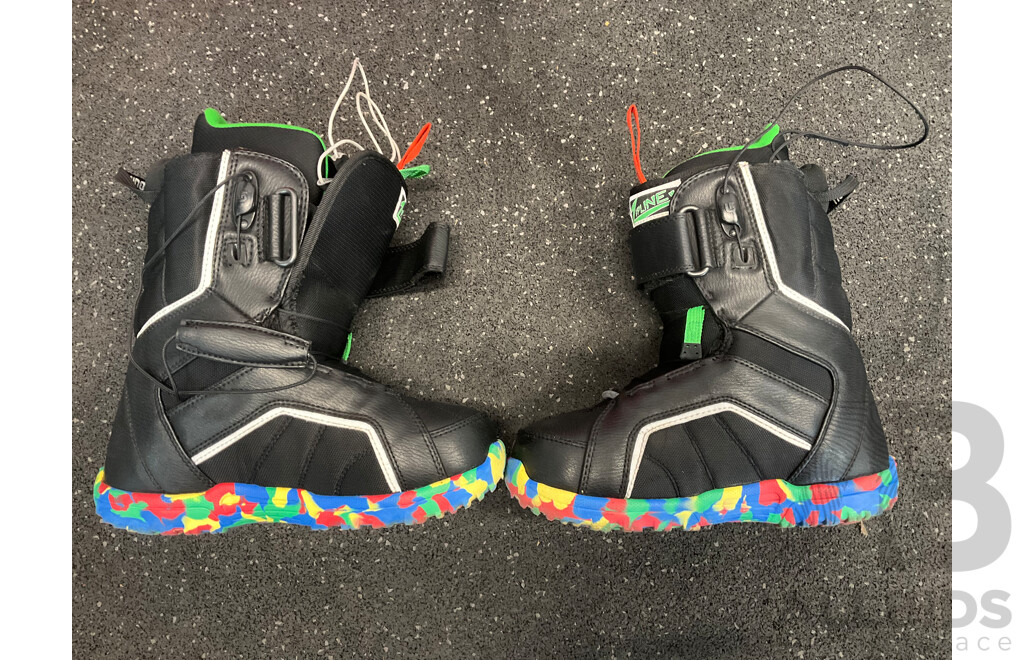 BURTON LTR 130CM Kids Snowboard, BURTON Zipline Kids Snowboard Boots and Toboggan Snow Sleds - Lot of 3