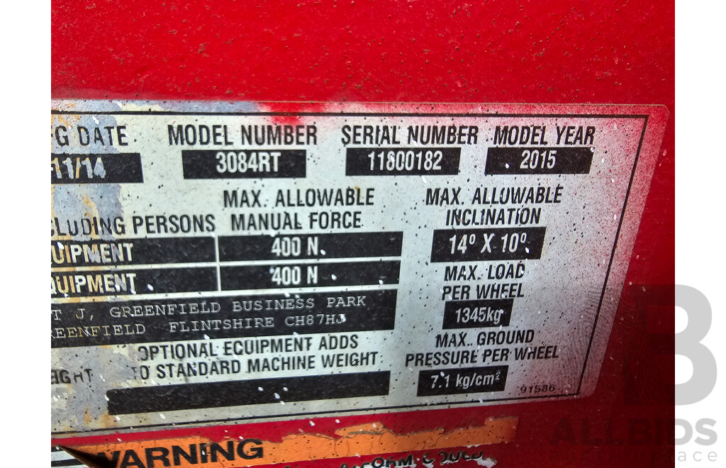 2015 MEC 3084RT Speed Level Quad-Trax 4WD Diesel Scissor Lift