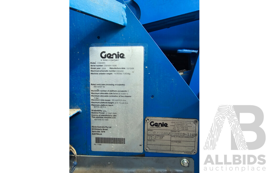 2009 Genie Z-30/20N Articulated Electric Boom Lift