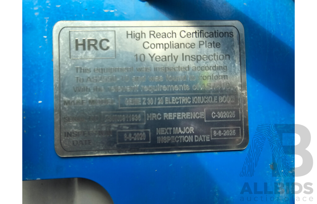 2009 Genie Z-30/20N Articulated Electric Boom Lift