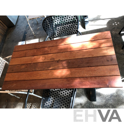 Three Timber Cafe Tables and Nine Chairs