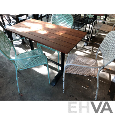 Three Timber Cafe Tables and Nine Chairs