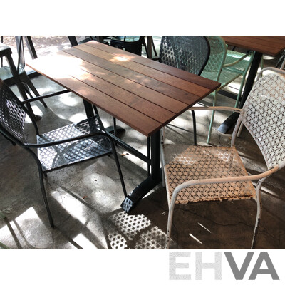 Three Timber Cafe Tables and Nine Chairs