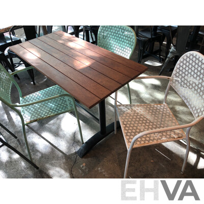 Three Timber Cafe Tables and Nine Chairs