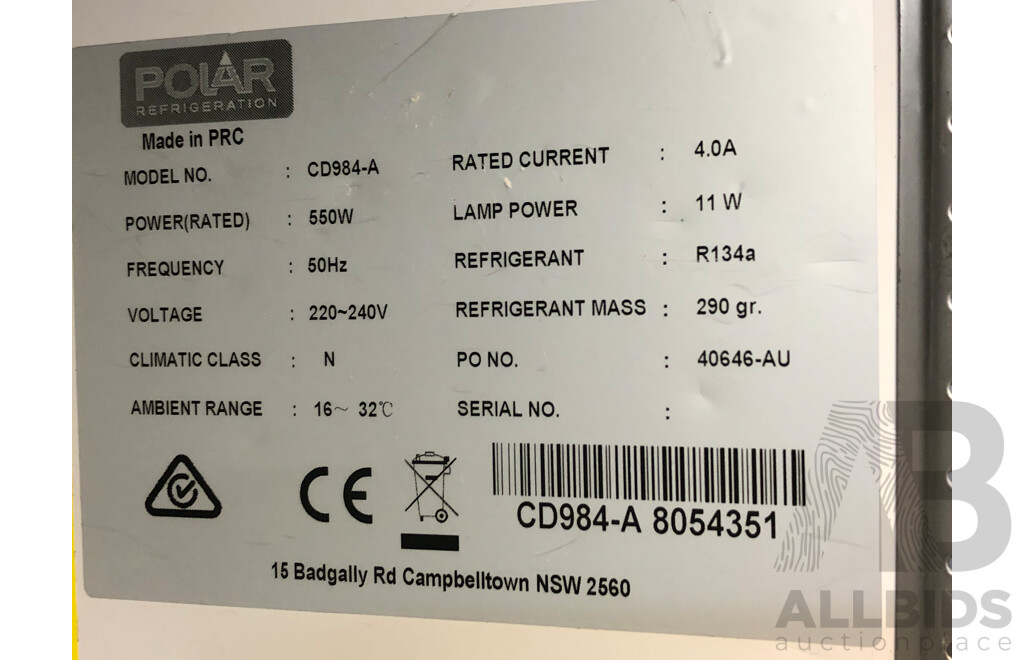 Polar 950 Litre Commercial Two Door Display Refrigerator
