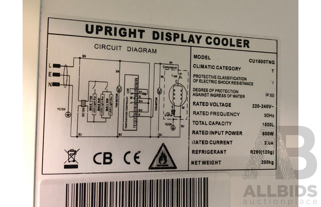 AG 1500 Litre Commercial Three Door Display Refrigerator