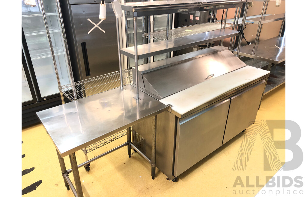 Polar 530 Litre Two Door Food Preparation Refrigerator with Stainless Steel Bench and Shelving