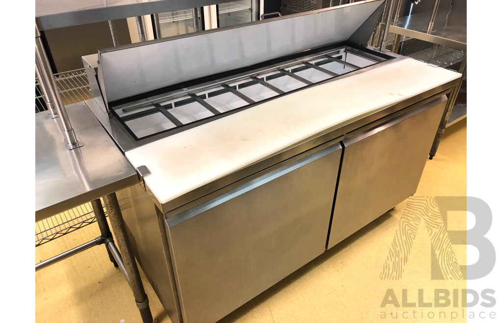 Polar 530 Litre Two Door Food Preparation Refrigerator with Stainless Steel Bench and Shelving