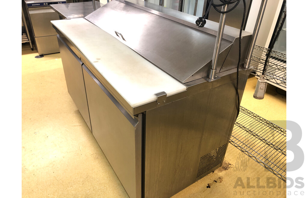 Polar 530 Litre Two Door Food Preparation Refrigerator with Stainless Steel Bench and Shelving