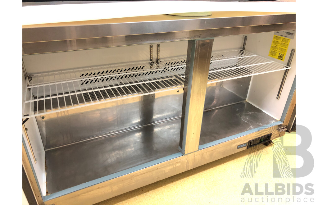 Polar 530 Litre Two Door Food Preparation Refrigerator with Stainless Steel Bench and Shelving