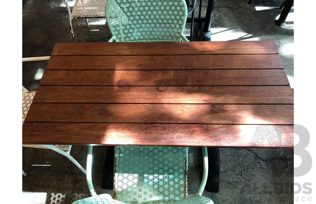 Three Timber Cafe Tables and Nine Chairs