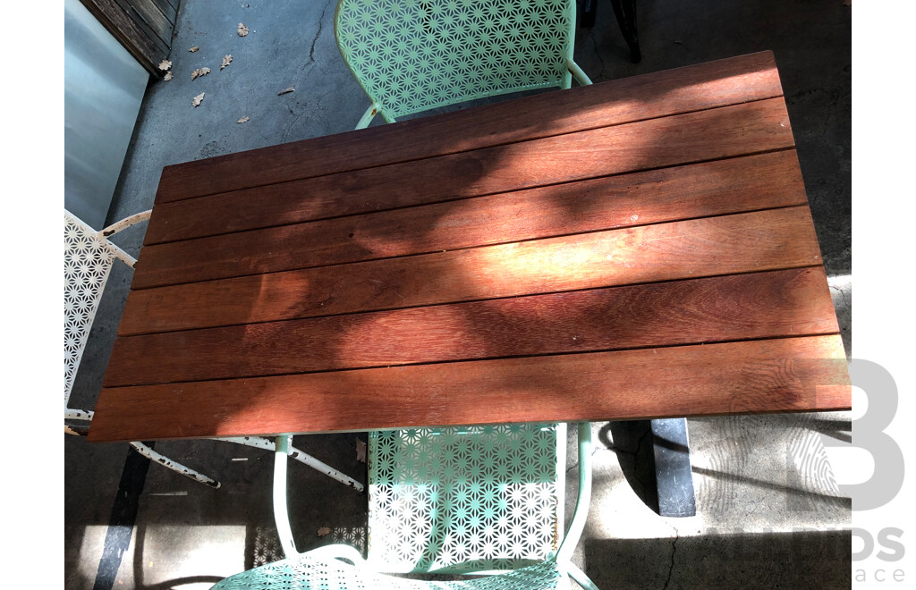 Three Timber Cafe Tables and Nine Chairs
