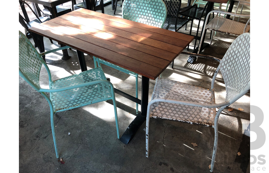 Three Timber Cafe Tables and Nine Chairs