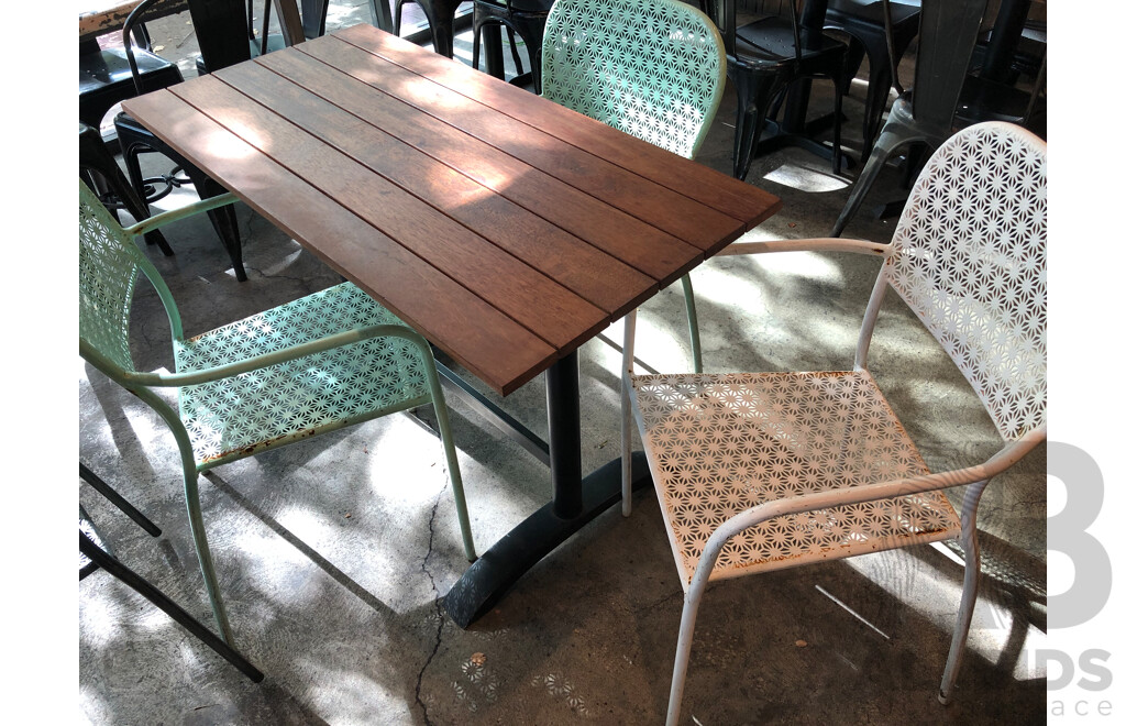 Three Timber Cafe Tables and Nine Chairs