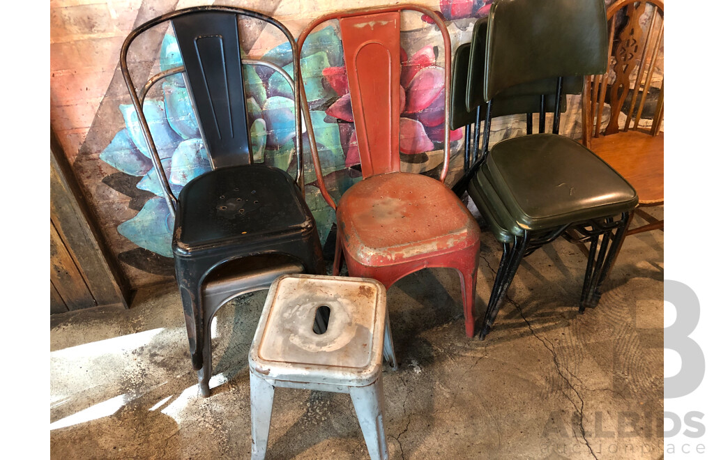 Cafe Chairs, Stool and High Chair - Lot of Nine