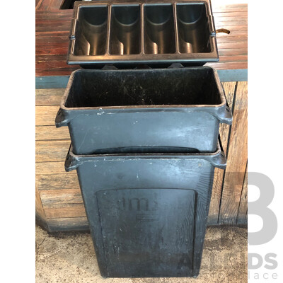 Two Food Waste Bins and Cutlery Tray