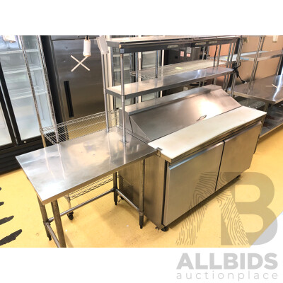 Polar 530 Litre Two Door Food Preparation Refrigerator with Stainless Steel Bench and Shelving