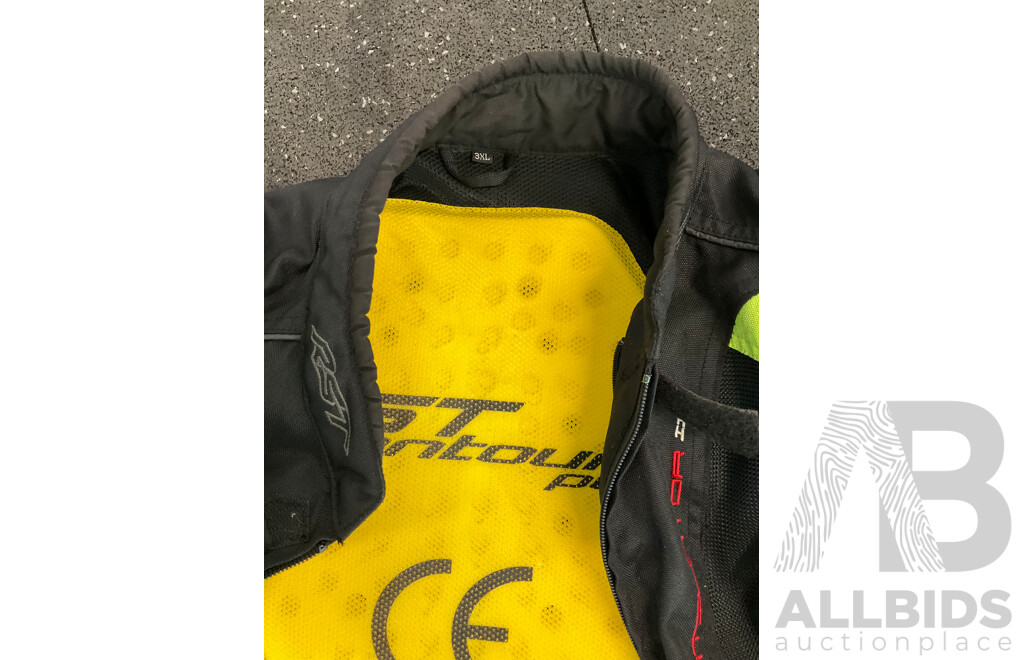 RST Contour Plus Black Yellow Mens Textile Motorbike Jacket with Two Factory Fitted Inserts Size 3XL