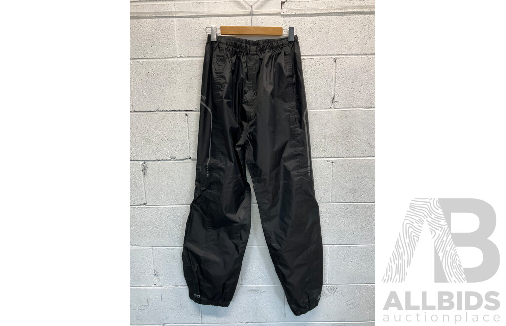 DRIRIDER  Motorcyhcle Boots Size US10, RJAYS Gloves Mens Size L, Motorcross Kidney Belt, RJAYS Waterproof Pans Size XL and Symik Waterproo Pants Size L - Lot of 5