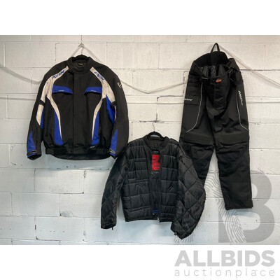 IXON Blue Black White Mens Textile Motorbike Jacket with Warm Samurai Insert and Cargo Pants Sixe XXL
