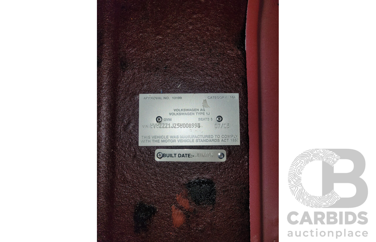 7/2005 Volkswagen Bora 2.3L V5 1J 4d Sedan Tornado Red 2.3L