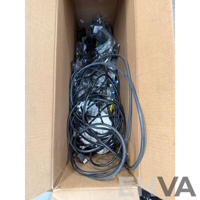 Assorted Lot of Cables, IP Phones and Power Adaptors