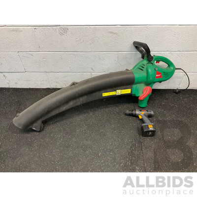 Gardeners Choice Leaf Blower (GCBV2400EL) and RYOBI Cordless Driver Drill - Lot of 2