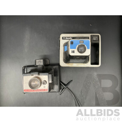 Vintage Kodak the Handle Instant Film Camera and Polaroid Colorpack 80 - Lot of 2