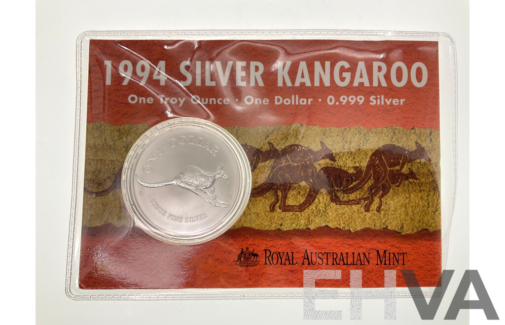 Australian 1994 Fine Silver Silver Kangaroo $1 Coin. One Troy Ounce