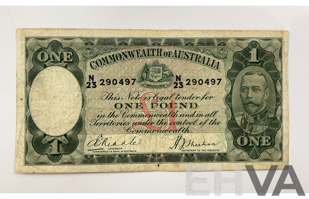 Australian 1933 Riddle Sheehan One Pound Note