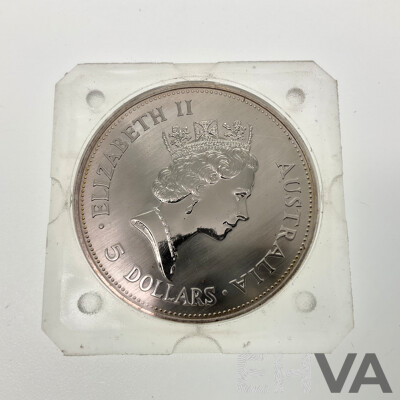Australian 1990 Perth Mint.1 Oz. Fine Silver Kookaburra $5 Coin