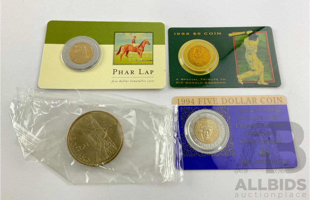 Australian 1988, 1994, 1996, 2000 $5 Coins