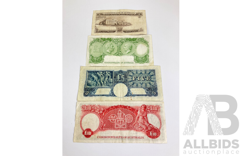 Four Australian Pre Decimal Bank Notes