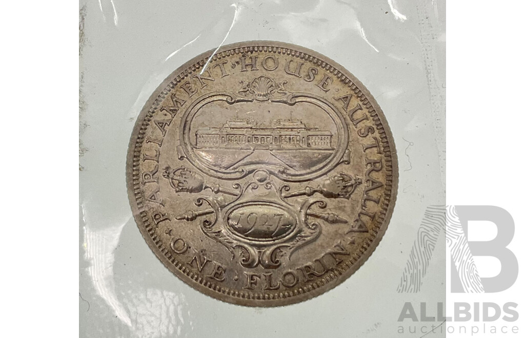 Australian 1927 A/UNC Canberra Florin