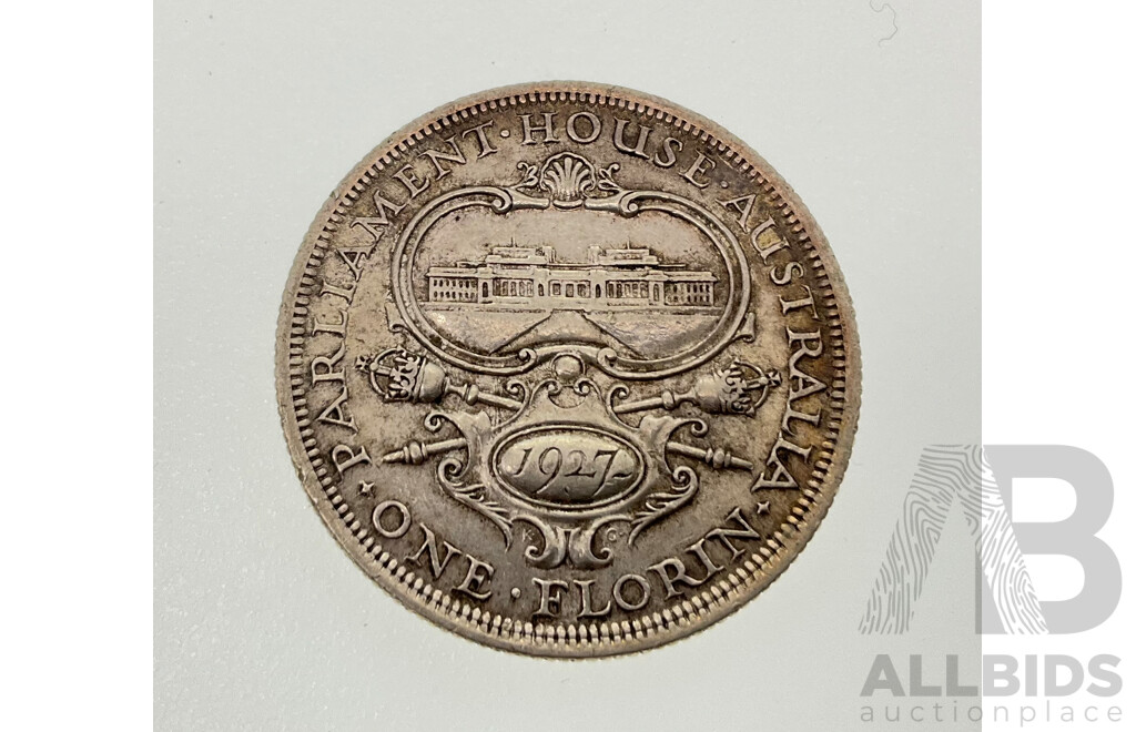 Australian 1927 A/UNC Canberra Florin
